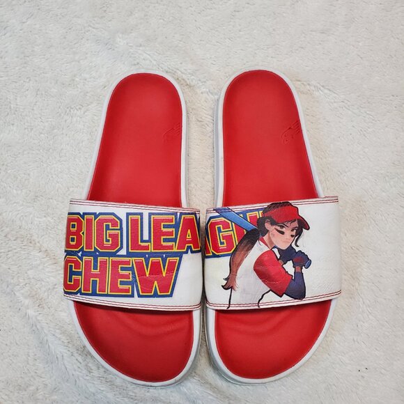 New Balance White Red Big League Chew Baseball Artsy Summer Fun Slides Sandals 9 - Picture 3 of 11
